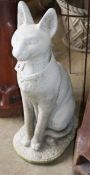 A cast stone garden seated cat ornament, H.78cm