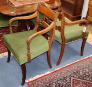 A set of eight Regency and later mahogany dining chairs (two with arms)CONDITION: Joints are all
