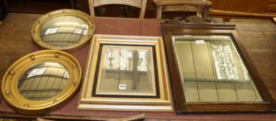 Four wall mirrors, largest 46 x 72cm