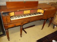 Astor & Co., 79 Cornhill, London. A Regency mahogany and rosewood banded square piano, W.170cm, D.