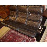 A Westnova brown leather three seater sofa, W.190cm, D.75cm, H.83cm