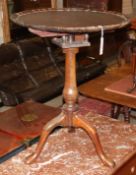 A George III mahogany pie crust tripod table, diameter 60cm, H.75cm