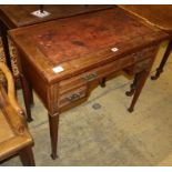 An Edwardian walnut writing/card table, W.83cm, D.45cm, H.75cm