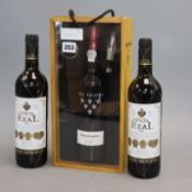 A bottle of Grahams Reserve port 2005, and two bottles of Venta Real 2005