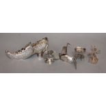 An early 20th century German silver miniature model of a shoe import marks for London, 1900, 16cm