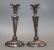 A pair of late 19th / early 20th century Old Sheffield plate candlesticks, height 31cm