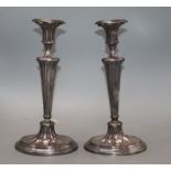 A pair of late 19th / early 20th century Old Sheffield plate candlesticks, height 31cm