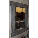 A rectangular lead effect wall mirror, W.85cm, H.102cm