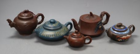 Five Chinese Yixing teapots