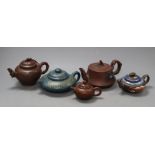 Five Chinese Yixing teapots