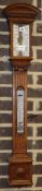 Stanley of London Bridge - Victorian oak stick barometer, H.102cm