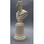 After the Antique, a parian bust of the Apollo Belvedere, on a pillar, height 50cm