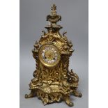 A French Louis XIV style ormolu mantel clock, height 42cm