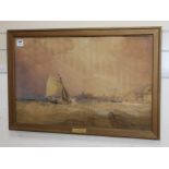 Charles Bentley (1806-1854), watercolour, Fishing boat off the coast, signed and dated 18.., 50 x