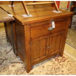 A pair of Irish Coast oak and walnut reclaimed timber bedside cabinets, W.71cm, D.46cm, H.71cm