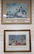 William Russell Flint, two signed prints, 'The Mirror' and 'The Shower', 32 x 48cm and 44 x 56cm
