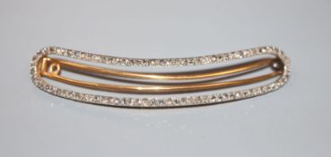 An early 20th century French yellow metal (poincon mark for 18ct) and rose cut diamond set hair