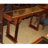 A Chinese hardwood altar table, the top inset black marble, W.184cm, D.46cm, H.96cm