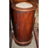 A Victorian cylindrical marble top pot cupboard, diameter 37cm, H.70cm