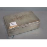 A 1930's engine turned silver mounted rectangular cigarette box, William Comyns & Sons Ltd,