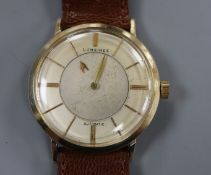 A gentleman's 18k gold filled Longines automatic 'mystery dial' wrist watch, on later associated