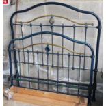 A French brass mounted 4ft iron bedframe, H.138cm