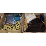 Two boxes of mixed fabrics