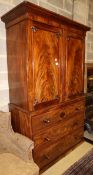 An early Victorian mahogany linen press, W.129cm, D.60cm, H.210cmCONDITION: It has been