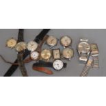 Twelve assorted gentleman's wristwatches including Seiko, Roamer, Bulova and Zodiac.