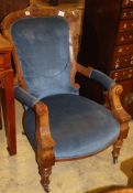 A Victorian open armchair and a matching nursing chair
