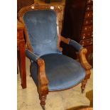 A Victorian open armchair and a matching nursing chair