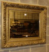 A late Victorian gilt carved wood "picture frame" wall mirror, W.102cm, H.86cmCONDITION: It has been