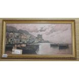Riccardo Colucci (Naples, b. 1937), Coastal scene, Naples, oil on canvas, 23cm x 47cm