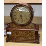 Ganthony of London. A brass inlaid rosewood mantel timepiece, height 44cm single fusee movement,