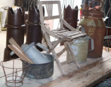 A milk churn, watering can, child's chair, etc.