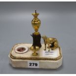 A Weekes marble and gilt metal inkwell, height 14.5cm