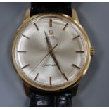 A gentleman's 1970's 18ct gold Omega Seamaster Automatic wrist watch, movement c.552, on later