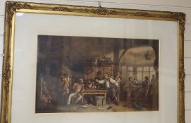 Whenert (19th century), watercolour, 'The Enlisting Party', 40 x 69cmCONDITION: Colours remain