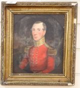 Early 19th century English School, oil on millboard, Half length portrait of an officer of the Firth