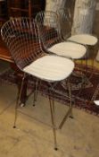 Three Harry Betoia style bar stools