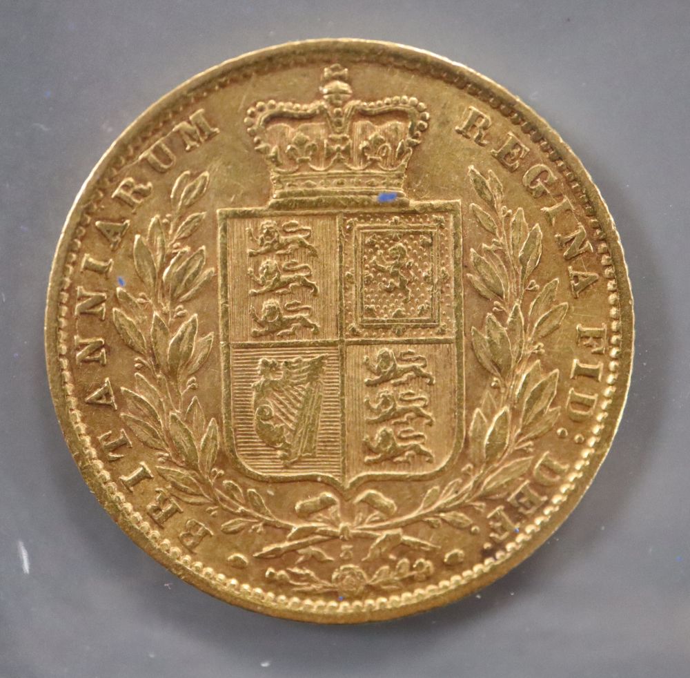 A Victorian gold sovereign, 1871, F, die 3.