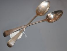 Two 19th century silver Old English pattern basting spoons, Peter, Ann & William Bateman, London,