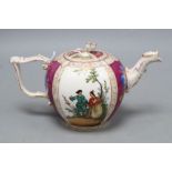 A Dresden 'Augustus Rex' porcelain teapot and cover, height 12cm