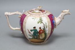 A Dresden 'Augustus Rex' porcelain teapot and cover, height 12cm