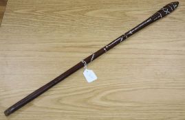 A Solomon Islands mother of pearl inlaid club, losses and damage 85cm