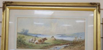 Morton Will..., watercolour, Cattle beside an estuary, signed, 21 x 46cm