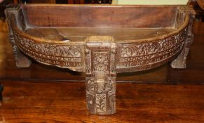 An Indian carved hardwood 'D' shaped planter, W.84cm, D.44cm, H.29cm