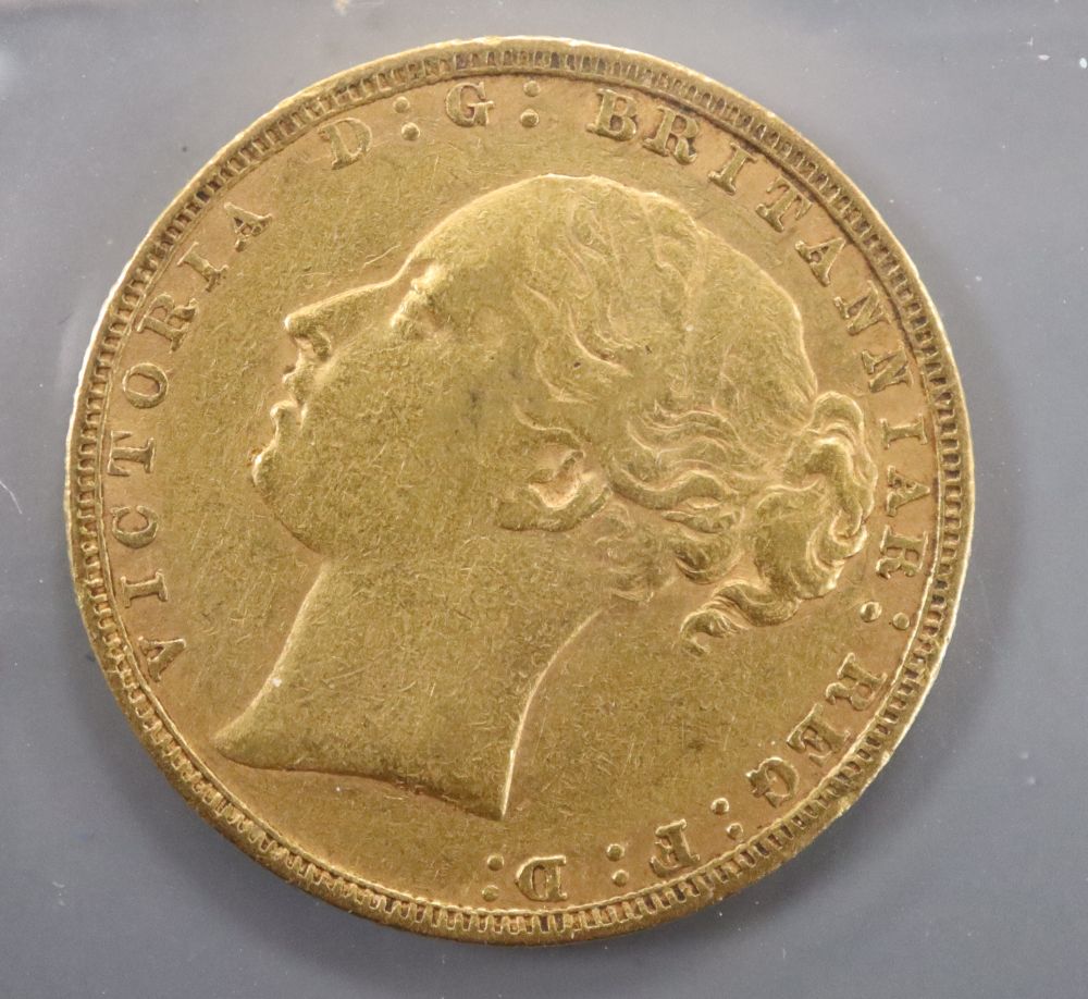 A Victoria gold sovereign, 1880, AVF. - Image 2 of 2