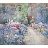 Edward Conway, watercolour, 'An Old Garden', label verso, 30 x 35cm