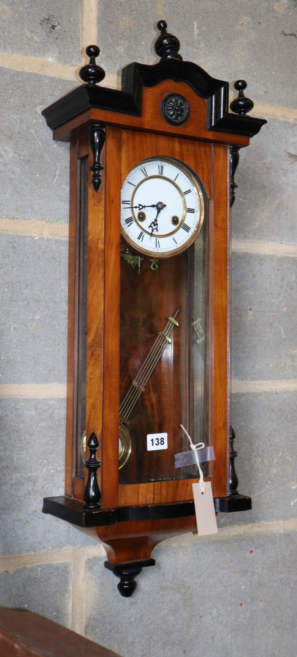 A Vienna style regulator wall clock, by Junghan, W.30cm, H.78cm